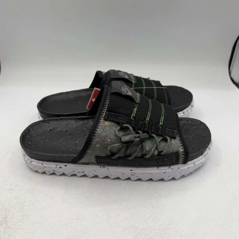 Nike Asuna Crater Slide Sandals Mens Sz 8 Black Grey White Slip On DJ4629-002